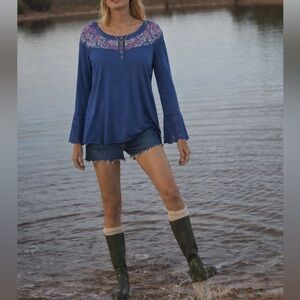 SUNDANCE: Blue Tetris Long Sleeve Tee